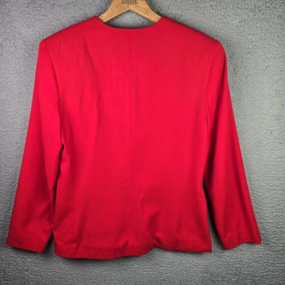 Vintage Jacqueline Ferrar Blazer Jacket Womens 8 Red Full Zipper Lined - Picture 2 of 10